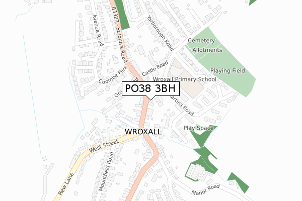 PO38 3BH map - large scale - OS Open Zoomstack (Ordnance Survey)