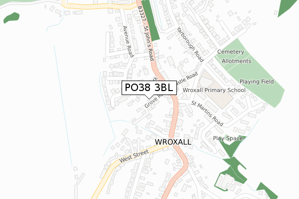 PO38 3BL map - large scale - OS Open Zoomstack (Ordnance Survey)