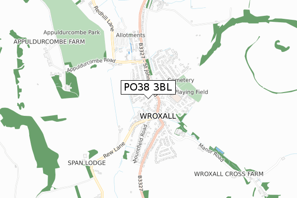 PO38 3BL map - small scale - OS Open Zoomstack (Ordnance Survey)