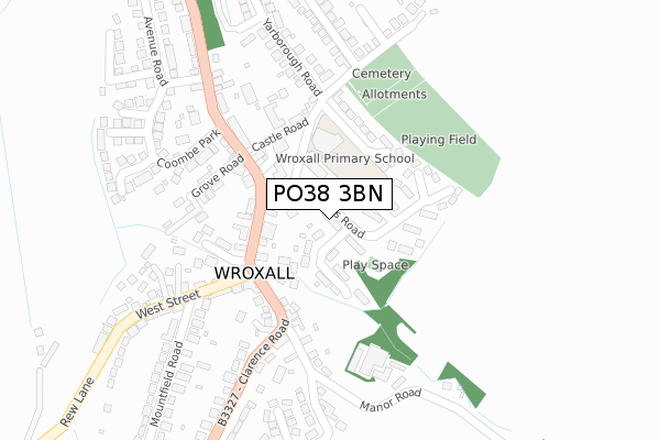 PO38 3BN map - large scale - OS Open Zoomstack (Ordnance Survey)