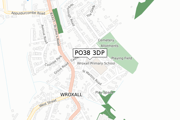 PO38 3DP map - large scale - OS Open Zoomstack (Ordnance Survey)