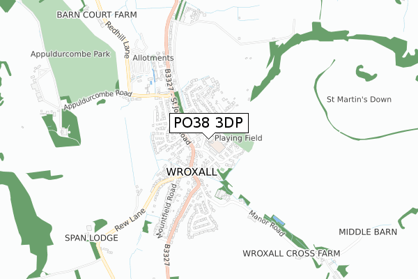 PO38 3DP map - small scale - OS Open Zoomstack (Ordnance Survey)