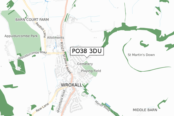 PO38 3DU map - small scale - OS Open Zoomstack (Ordnance Survey)