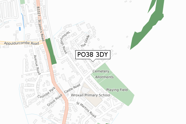 PO38 3DY map - large scale - OS Open Zoomstack (Ordnance Survey)