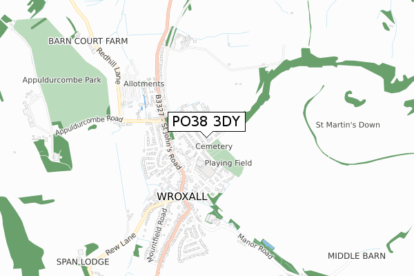 PO38 3DY map - small scale - OS Open Zoomstack (Ordnance Survey)