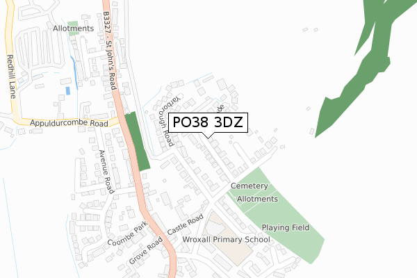 PO38 3DZ map - large scale - OS Open Zoomstack (Ordnance Survey)