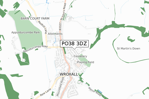 PO38 3DZ map - small scale - OS Open Zoomstack (Ordnance Survey)