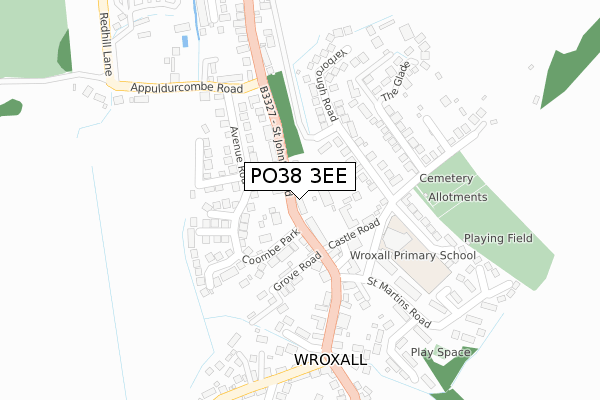 PO38 3EE map - large scale - OS Open Zoomstack (Ordnance Survey)