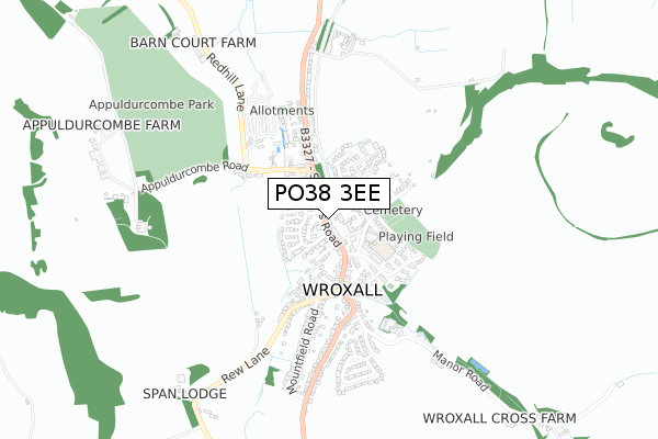 PO38 3EE map - small scale - OS Open Zoomstack (Ordnance Survey)