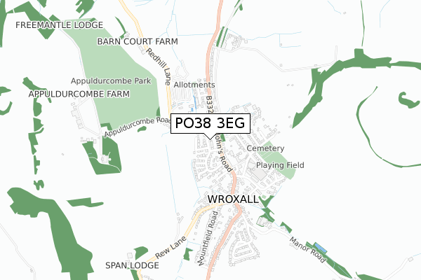 PO38 3EG map - small scale - OS Open Zoomstack (Ordnance Survey)