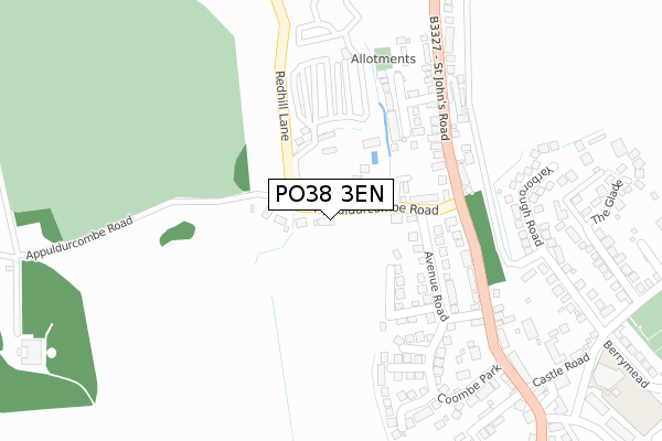 PO38 3EN map - large scale - OS Open Zoomstack (Ordnance Survey)