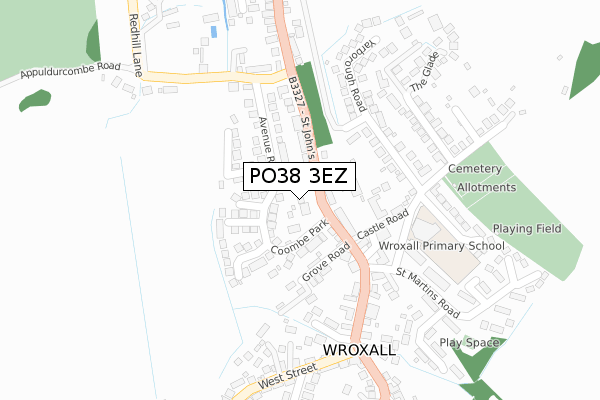 PO38 3EZ map - large scale - OS Open Zoomstack (Ordnance Survey)