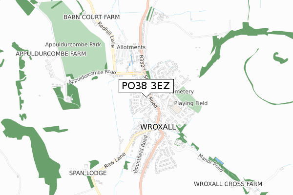 PO38 3EZ map - small scale - OS Open Zoomstack (Ordnance Survey)