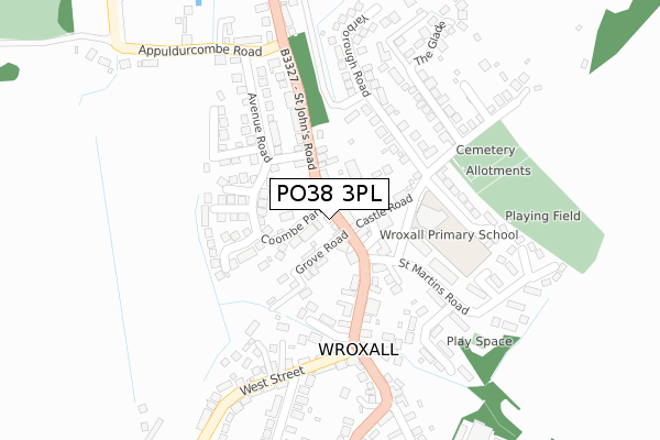 PO38 3PL map - large scale - OS Open Zoomstack (Ordnance Survey)