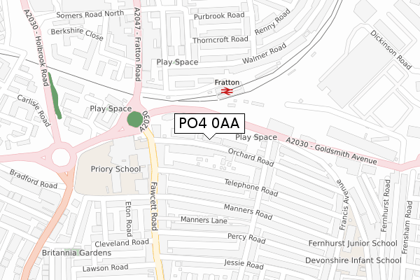 PO4 0AA map - large scale - OS Open Zoomstack (Ordnance Survey)