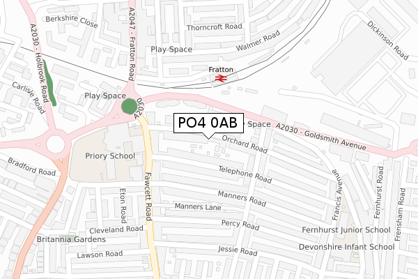 PO4 0AB map - large scale - OS Open Zoomstack (Ordnance Survey)