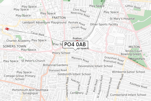 PO4 0AB map - small scale - OS Open Zoomstack (Ordnance Survey)