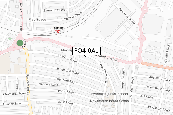 PO4 0AL map - large scale - OS Open Zoomstack (Ordnance Survey)