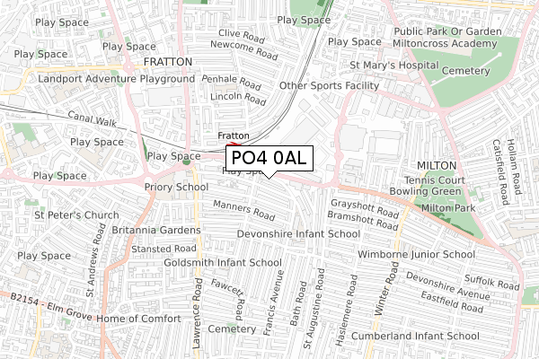 PO4 0AL map - small scale - OS Open Zoomstack (Ordnance Survey)