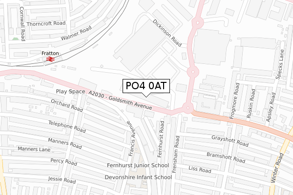 PO4 0AT map - large scale - OS Open Zoomstack (Ordnance Survey)