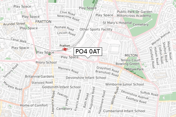 PO4 0AT map - small scale - OS Open Zoomstack (Ordnance Survey)