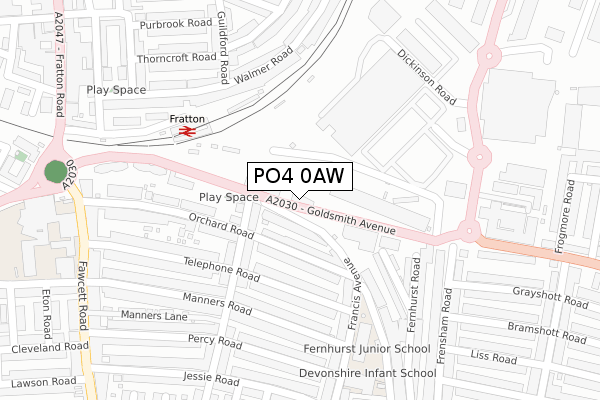 PO4 0AW map - large scale - OS Open Zoomstack (Ordnance Survey)