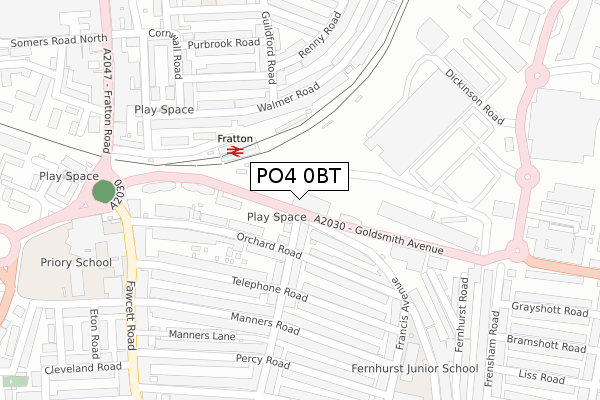 PO4 0BT map - large scale - OS Open Zoomstack (Ordnance Survey)