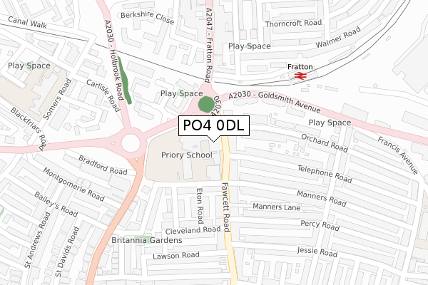 PO4 0DL map - large scale - OS Open Zoomstack (Ordnance Survey)