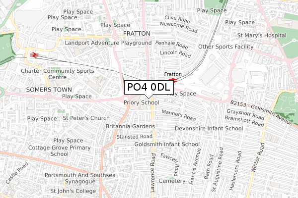 PO4 0DL map - small scale - OS Open Zoomstack (Ordnance Survey)