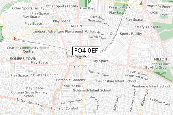 PO4 0EF map - small scale - OS Open Zoomstack (Ordnance Survey)