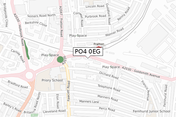 PO4 0EG map - large scale - OS Open Zoomstack (Ordnance Survey)