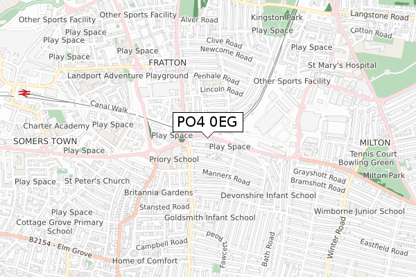 PO4 0EG map - small scale - OS Open Zoomstack (Ordnance Survey)