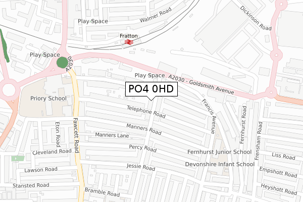 PO4 0HD map - large scale - OS Open Zoomstack (Ordnance Survey)