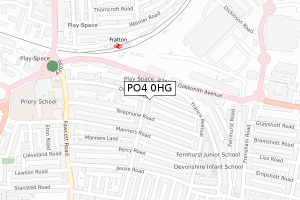 PO4 0HG map - large scale - OS Open Zoomstack (Ordnance Survey)