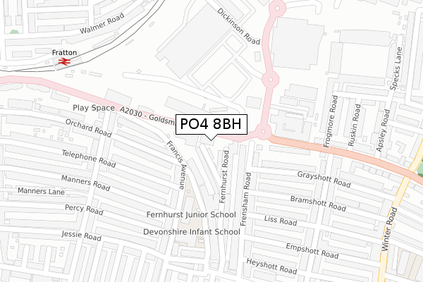 PO4 8BH map - large scale - OS Open Zoomstack (Ordnance Survey)