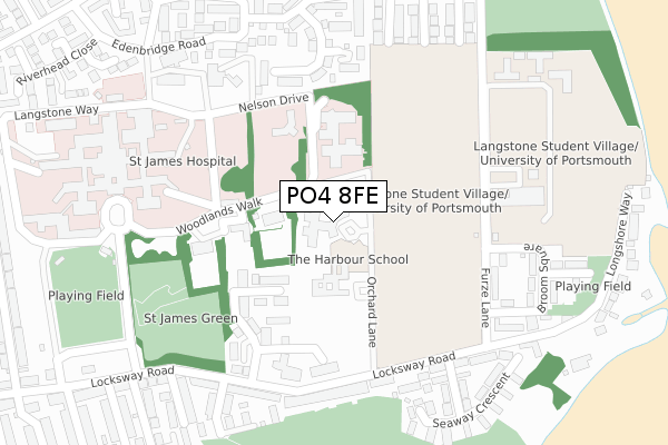 PO4 8FE map - large scale - OS Open Zoomstack (Ordnance Survey)