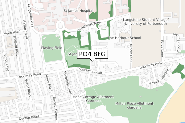 PO4 8FG map - large scale - OS Open Zoomstack (Ordnance Survey)