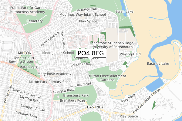 PO4 8FG map - small scale - OS Open Zoomstack (Ordnance Survey)