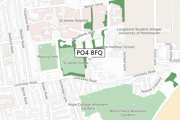 PO4 8FQ map - large scale - OS Open Zoomstack (Ordnance Survey)