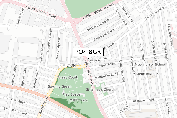 PO4 8GR map - large scale - OS Open Zoomstack (Ordnance Survey)