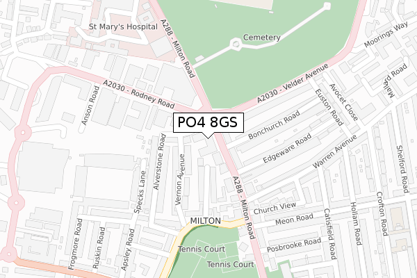 PO4 8GS map - large scale - OS Open Zoomstack (Ordnance Survey)