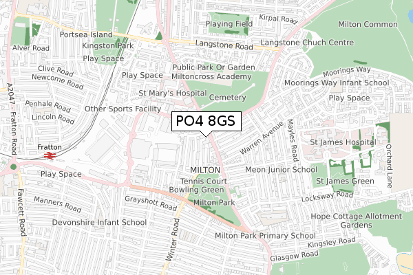 PO4 8GS map - small scale - OS Open Zoomstack (Ordnance Survey)