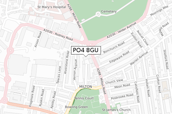 PO4 8GU map - large scale - OS Open Zoomstack (Ordnance Survey)