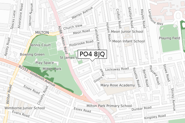 PO4 8JQ map - large scale - OS Open Zoomstack (Ordnance Survey)