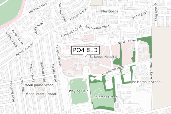 PO4 8LD map - large scale - OS Open Zoomstack (Ordnance Survey)