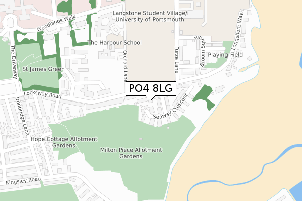 PO4 8LG map - large scale - OS Open Zoomstack (Ordnance Survey)