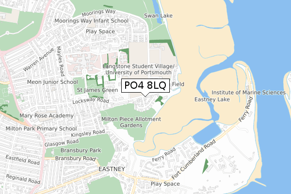 PO4 8LQ map - small scale - OS Open Zoomstack (Ordnance Survey)