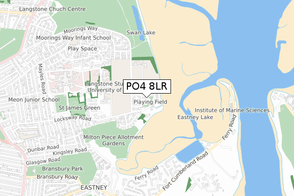 PO4 8LR map - small scale - OS Open Zoomstack (Ordnance Survey)