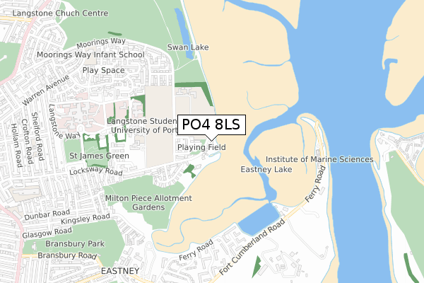 PO4 8LS map - small scale - OS Open Zoomstack (Ordnance Survey)