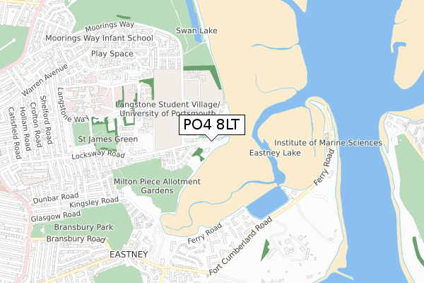 PO4 8LT map - small scale - OS Open Zoomstack (Ordnance Survey)